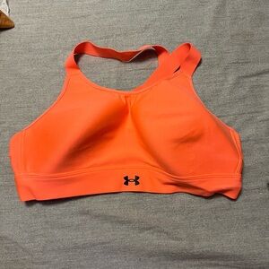 Under Armour Neon Orange High-Impact Racerback Sports Bra